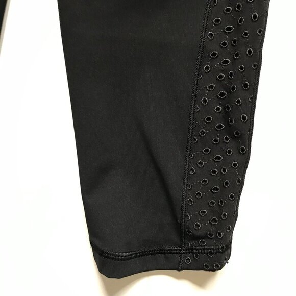 Lululemon Ornate Crop Leggings Womens 6 Black 17" Inseam Eyelet Side Trim Run - Picture 4 of 8